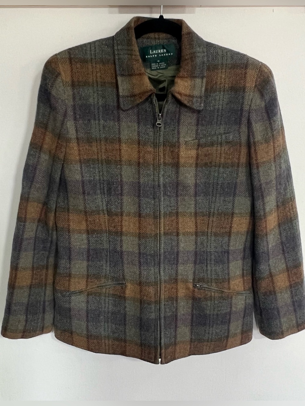 Lauren Ralph Lauren Vintage Plaid Wool Zip Jacket